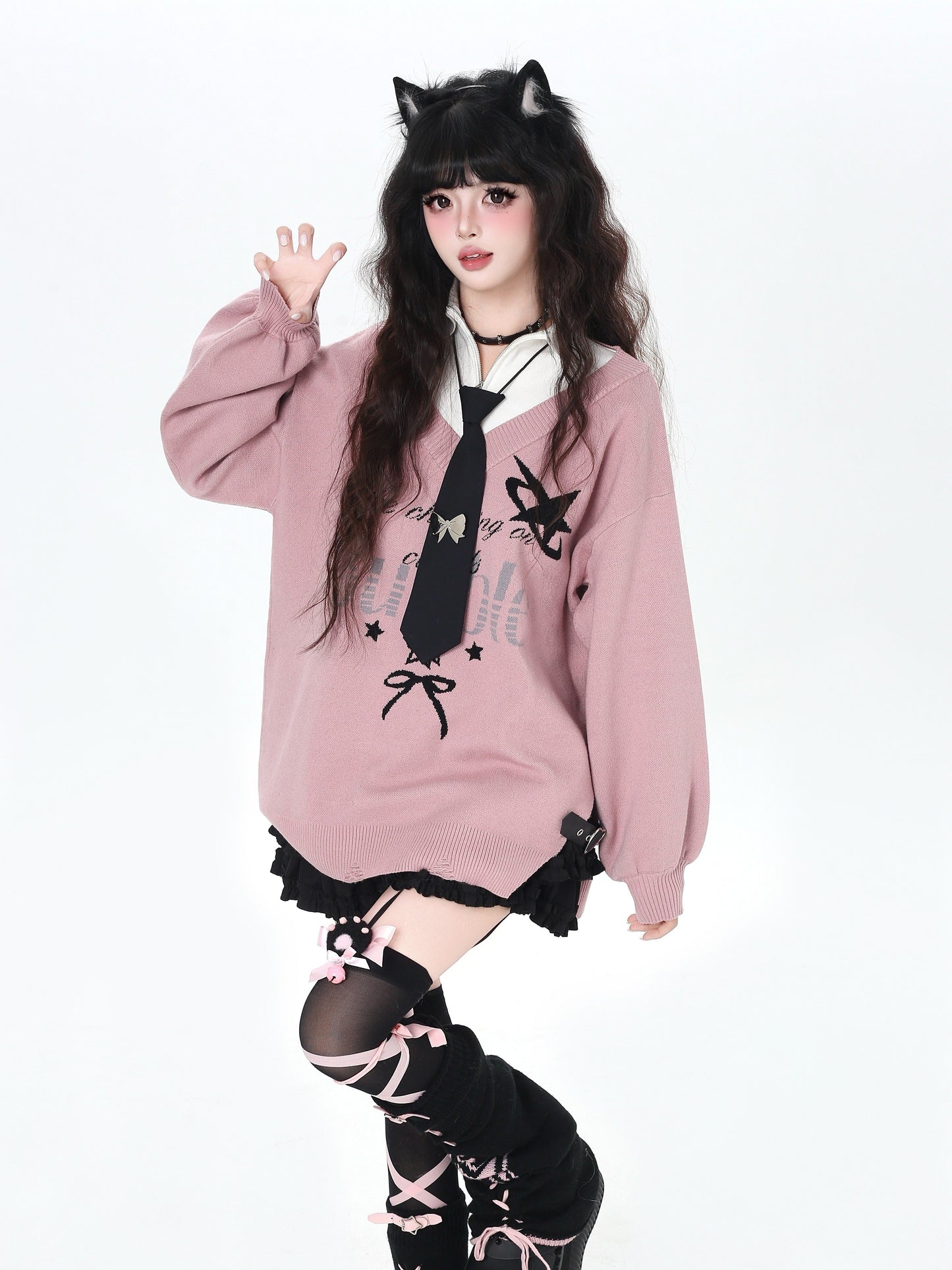 フェイクレイヤード スクール風ルーズニット｜サブカルカジュアル