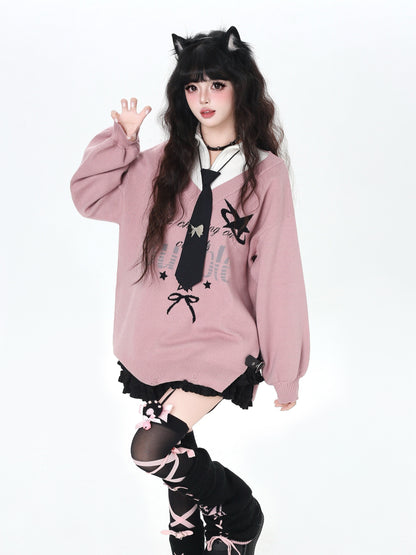 フェイクレイヤード スクール風ルーズニット｜サブカルカジュアル