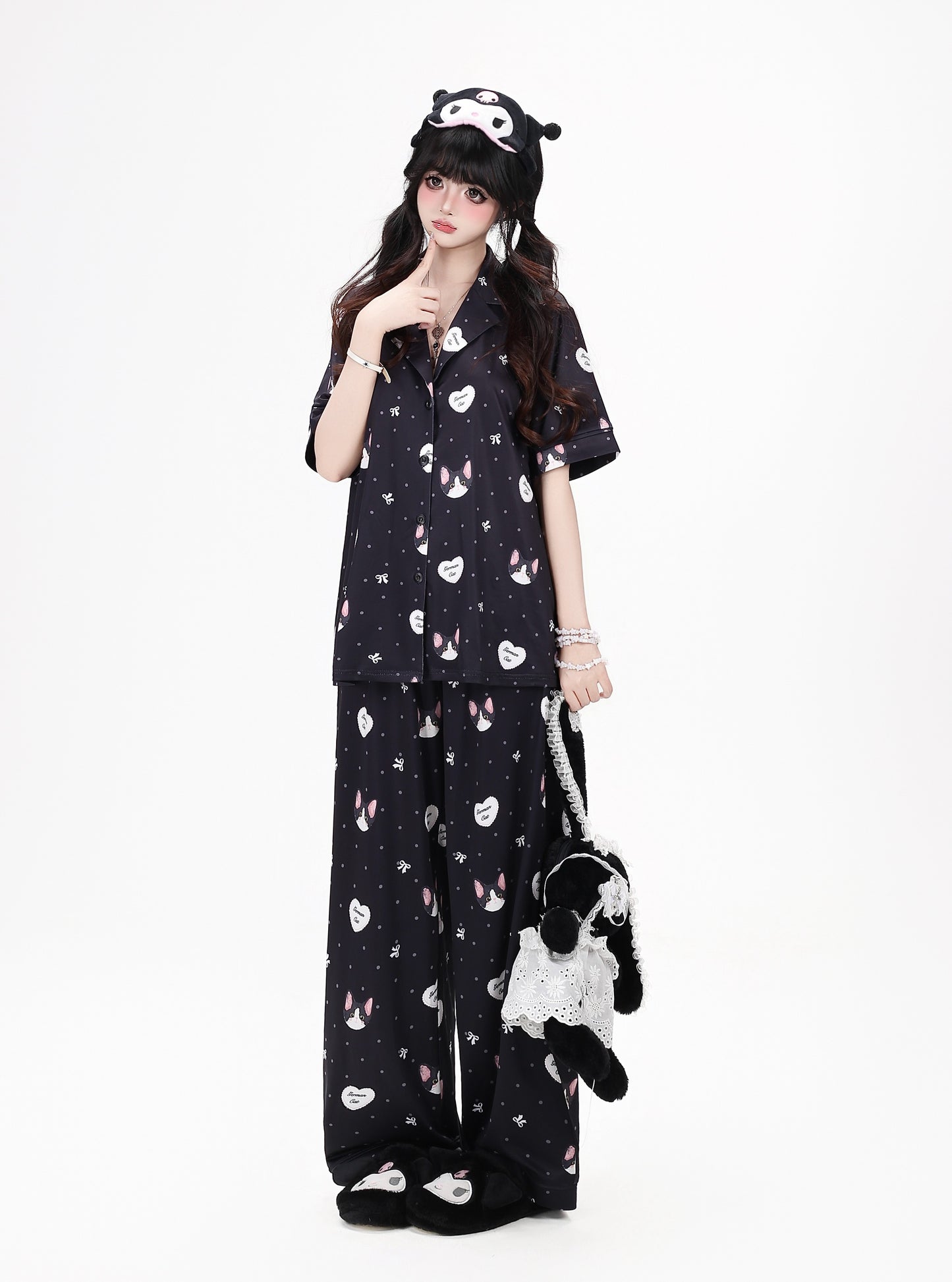 猫プリントガーリールームウェアセット
