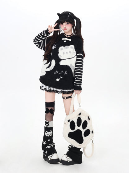 鈴猫ストライプふわもこニット