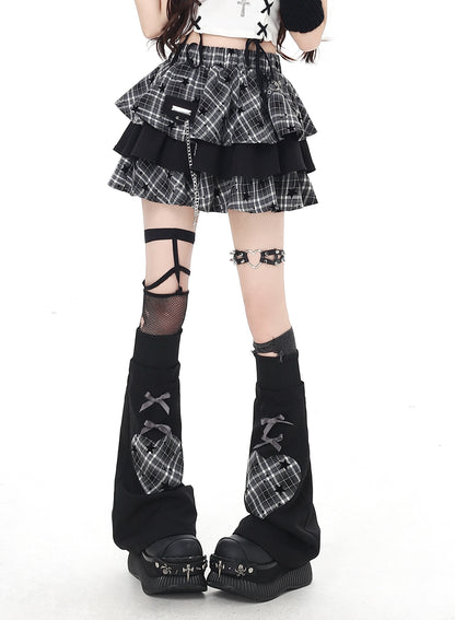 ヘビーデューティ格子柄ロックケーキスカート