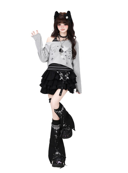 ボーダーキャミ×オフショルロンTセット