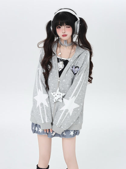 うさぎ刺繍フードゆるパーカー