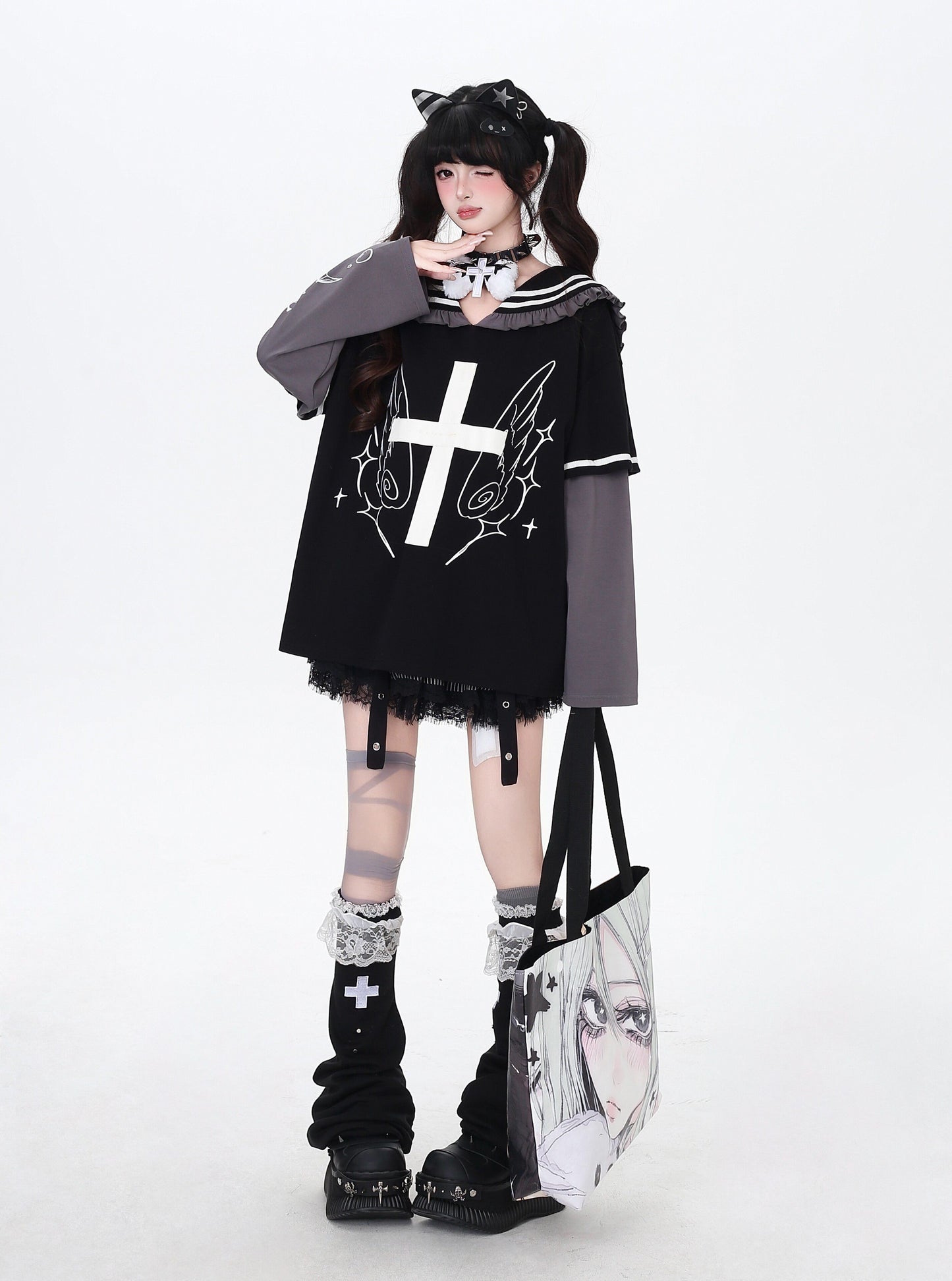 セーラーカラートップス｜地雷ガーリー・袖取り外し