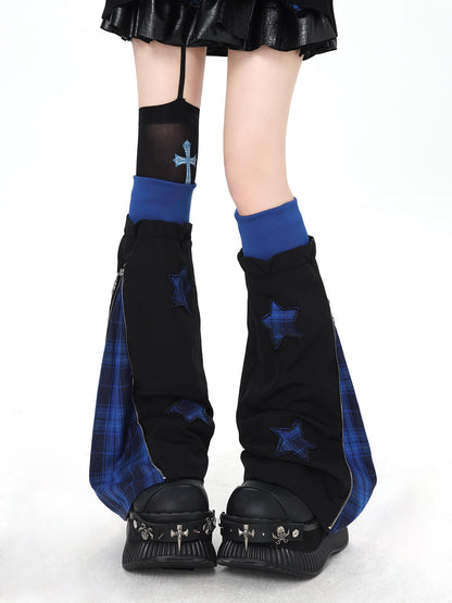 チェック×星☆ゆるレッグウォーマー