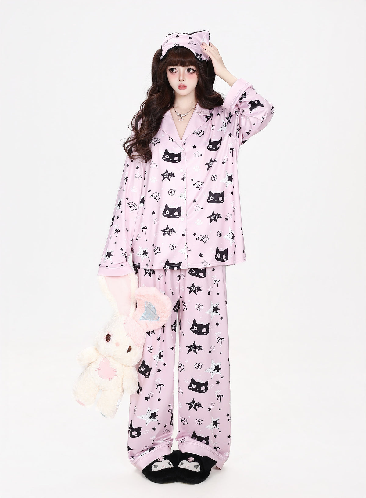 ねこ×スター総柄ルームウェアセットアップ