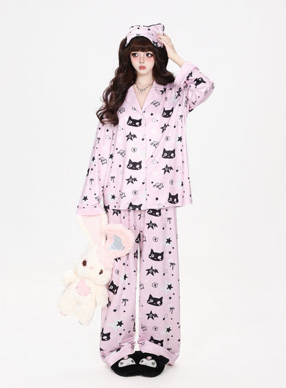 ねこ×スター総柄ルームウェアセットアップ