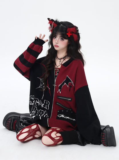 ゴス×ゆる地雷切替ニットカーデ