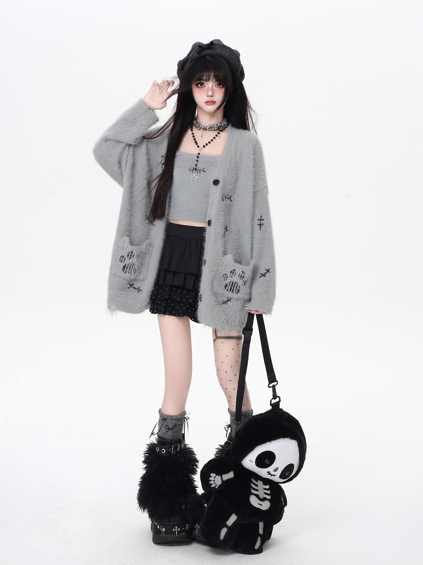 猫の手モチーフ♡ゆる甘ニットカーディガンセット