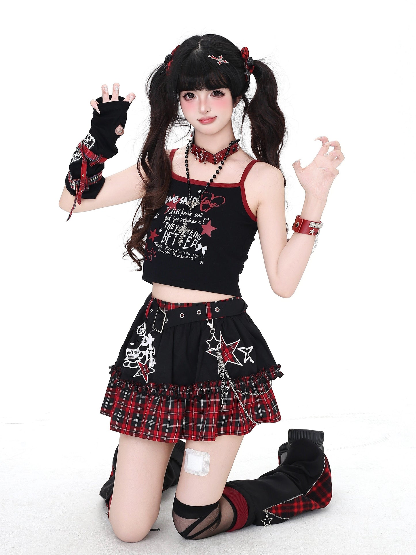 パッチワーク風 ボリュームケーキスカート