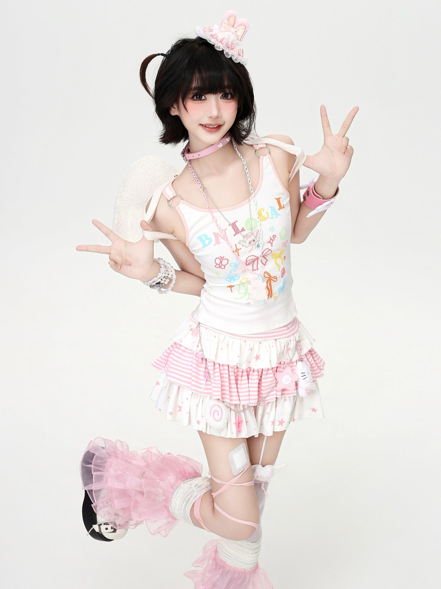 星柄ストライプミニスカート