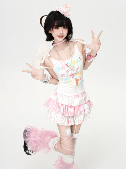 星柄ストライプミニスカート