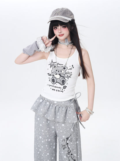 くま柄♡スリムキャミトップス