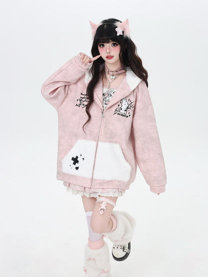 ふわもこうさ耳パーカー
