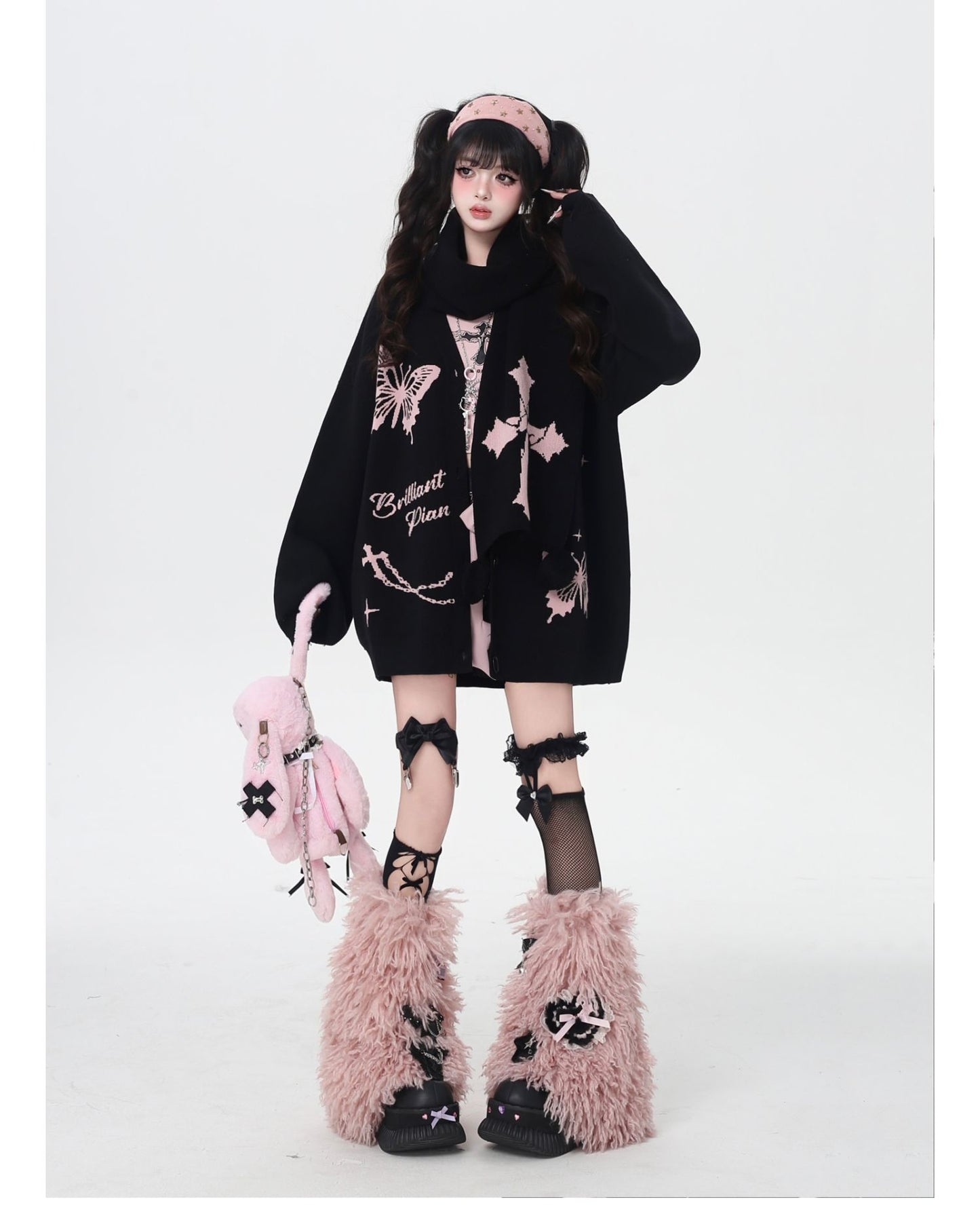 スイート×クールVネック十字架デザインニットカーディガン