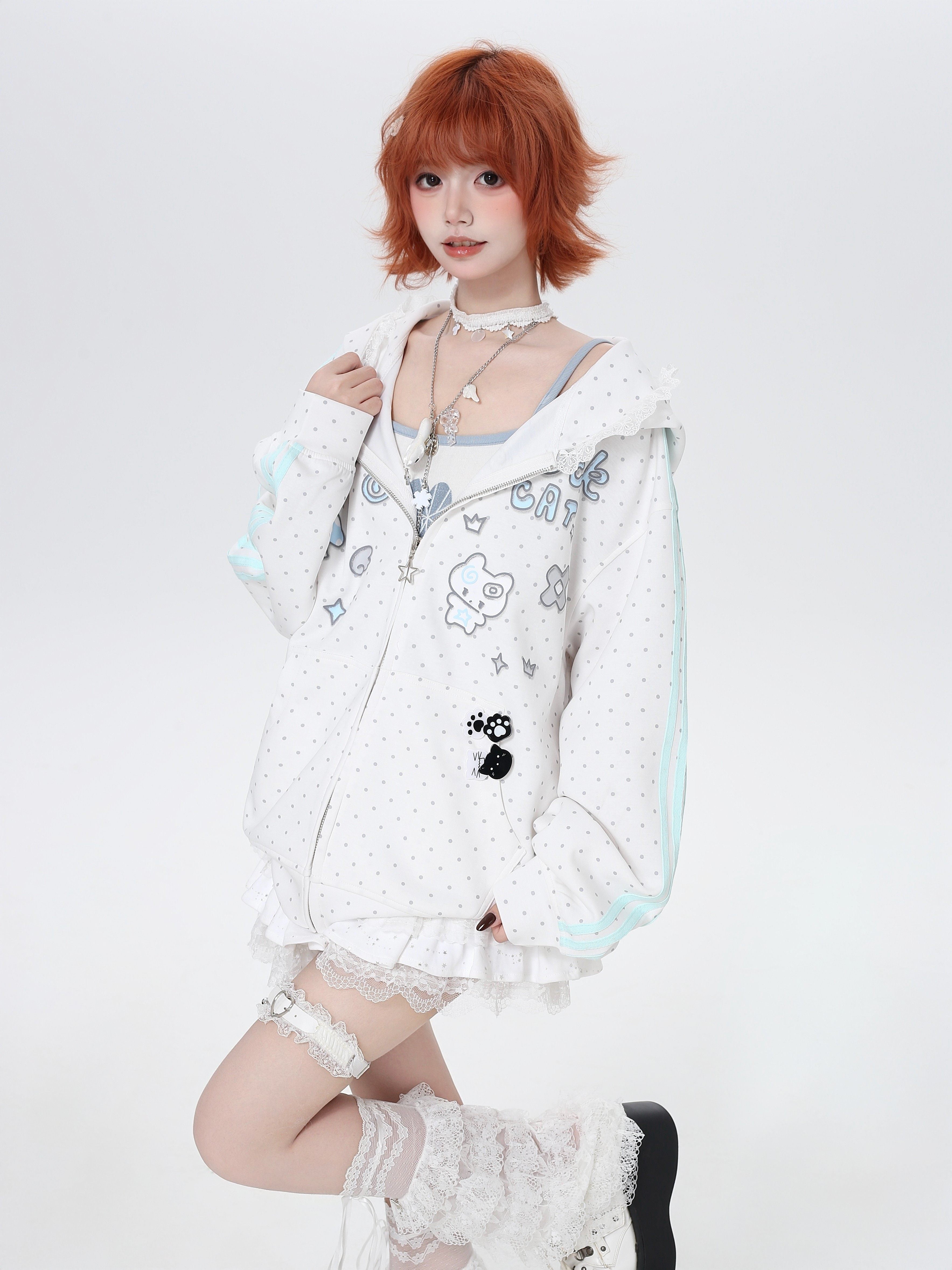 GirlyFancyClub ランジェリー レース柄 パーカー オーバー グレー レースリボンフレンチグレーパーカー – GIRLS CRUSH