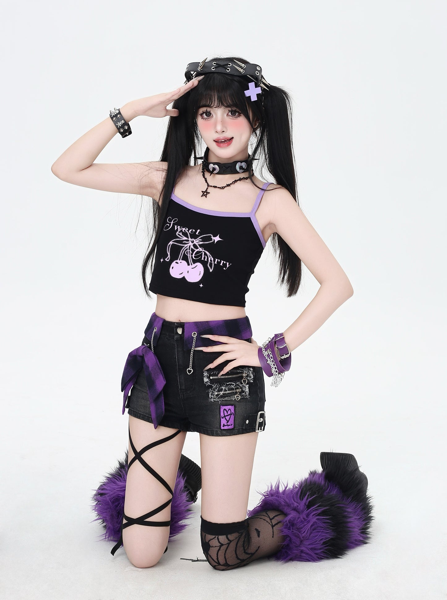 蝶結びデザインフィットデニムショートパンツ