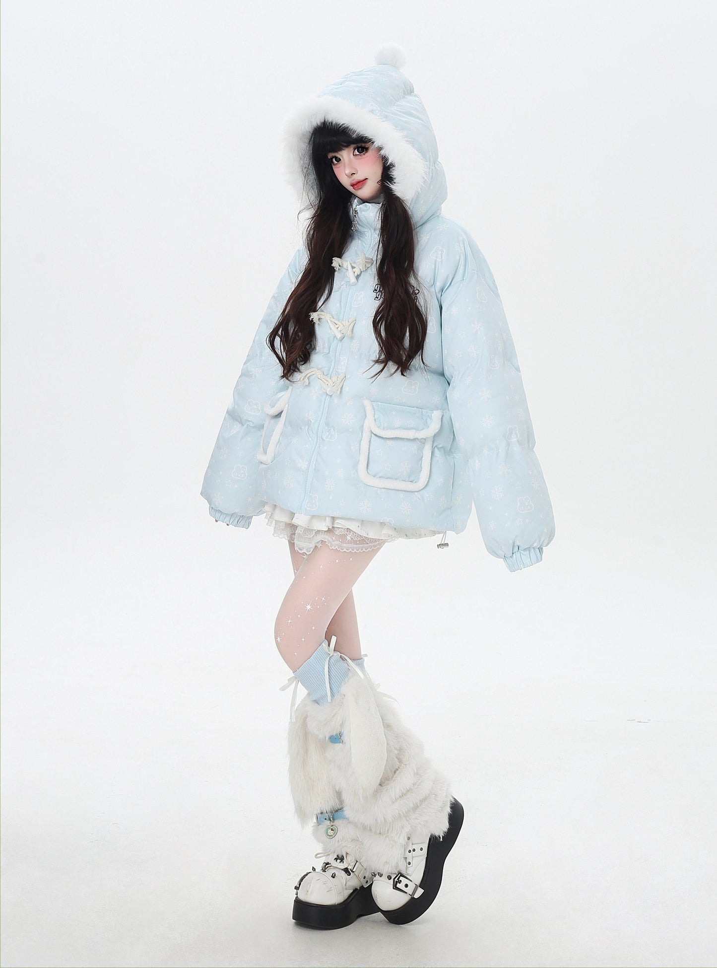 マカロンカラー フード付きルーズ中綿ジャケット｜冬の甘めサブカル