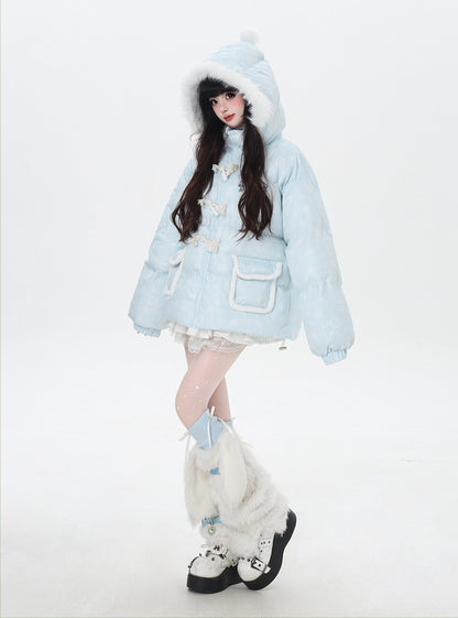 マカロンカラー フード付きルーズ中綿ジャケット｜冬の甘めサブカル