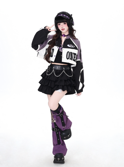 ストリート復古パッチワーク×ライダーズスタジャン（取り外し可能）