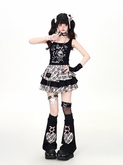 ネコ柄アシメキャミトップス