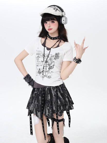 配色切替ホルターネッククロップドT