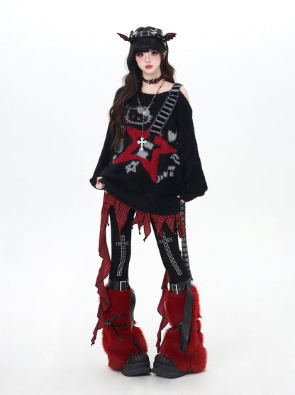 ギター柄オフショル♡ロックニット