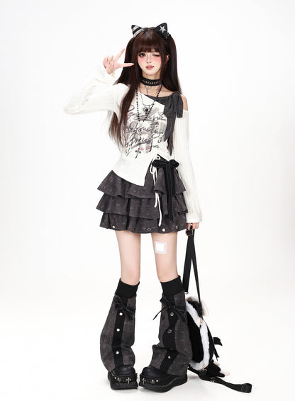 アシメオフショルグラフィックドロストロンT