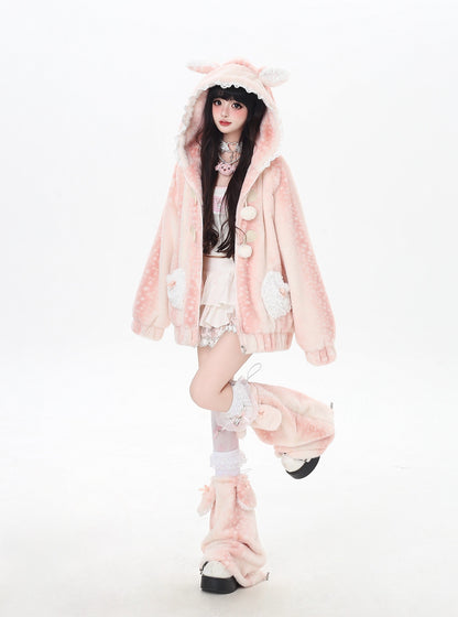 立体バンビモチーフ ボアジャケット｜冬の甘めサブカル