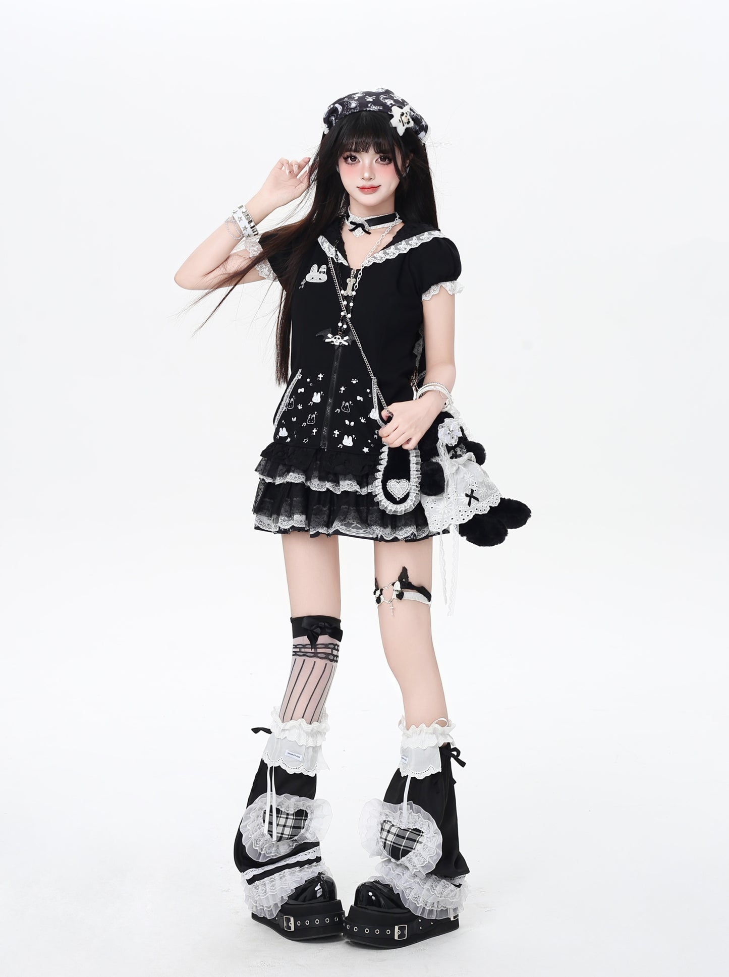 うさ耳×レース 甘めデザイン細見えショートアウター