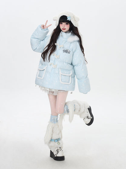 マカロンカラー フード付きルーズ中綿ジャケット｜冬の甘めサブカル