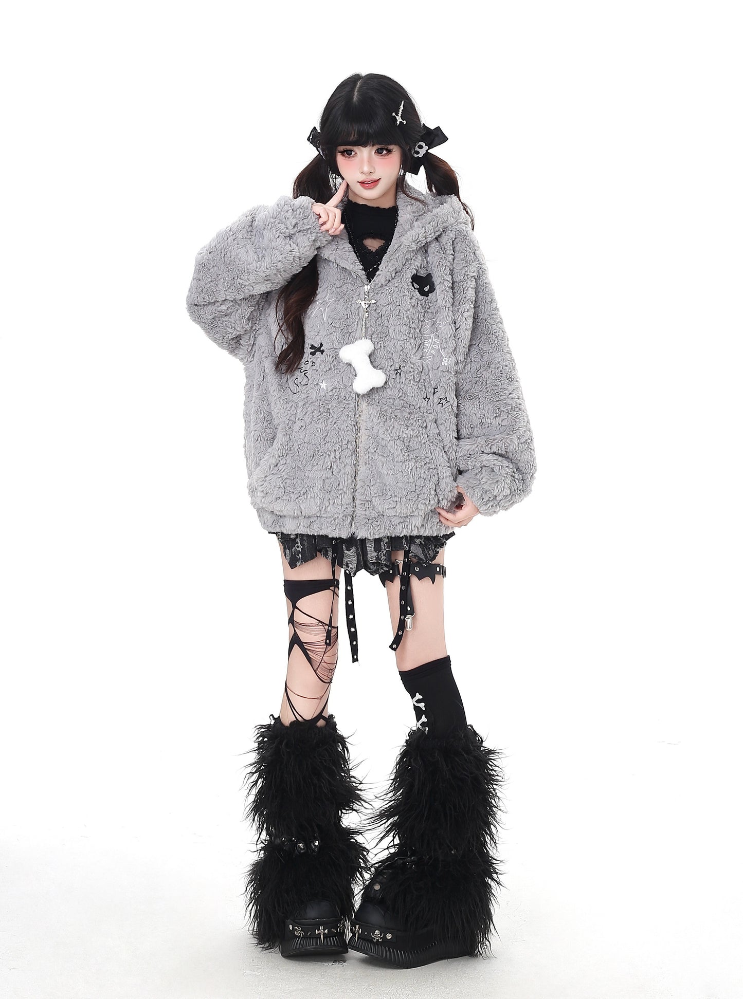猫耳フード付き ルーズボアブルゾン｜冬のゆる地雷アウター