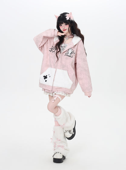 ふわもこうさ耳パーカー