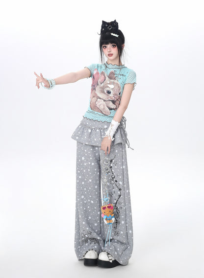 ドットレースうさぎTシャツ