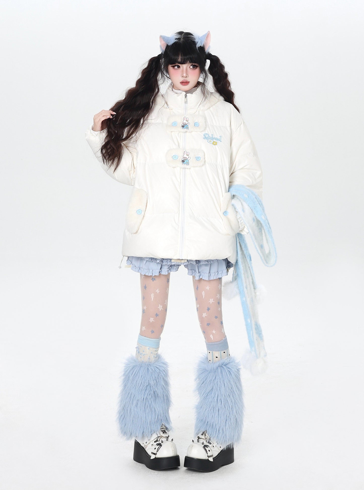 うさ耳フード ボリュームダウンジャケット