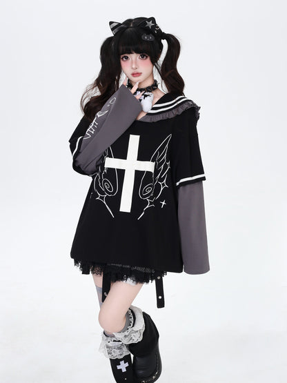 セーラーカラートップス｜地雷ガーリー・袖取り外し