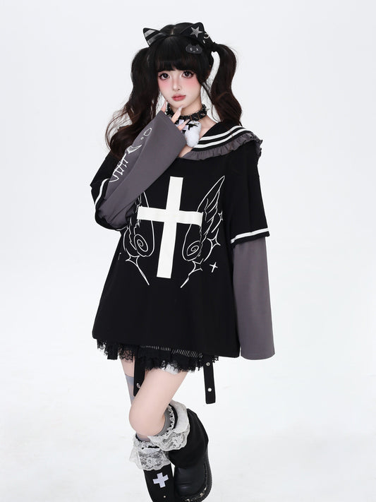 セーラーカラートップス｜地雷ガーリー・袖取り外し