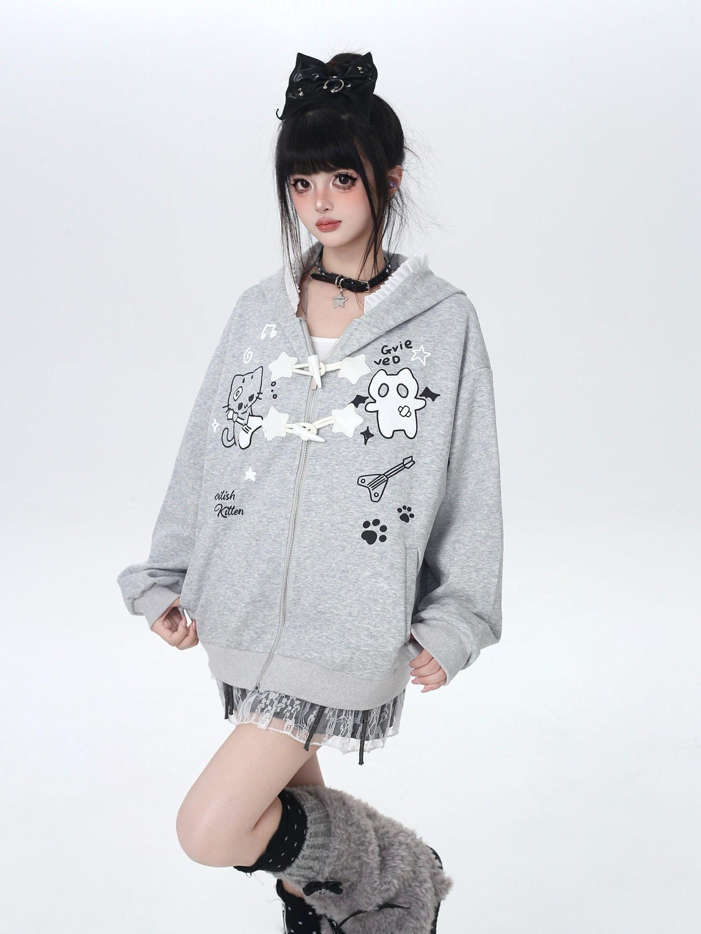 ネコフードダッフルパーカー