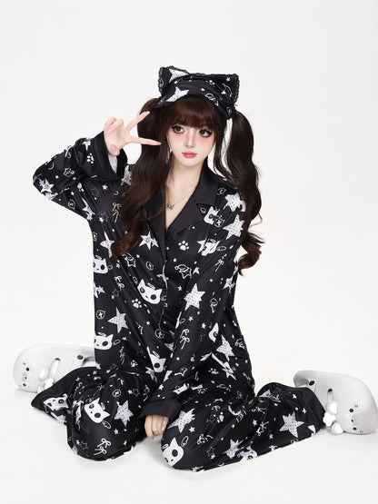ねこ×スター総柄ルームウェアセットアップ