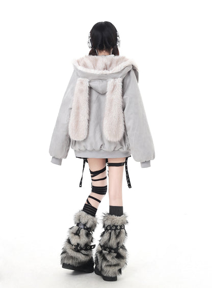 悪魔バニー×ふわもこムートン中綿コート