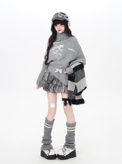 不規則ハイネックニット