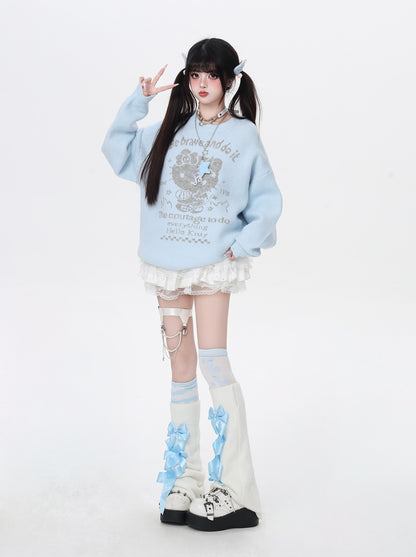 ネコプリントゆるニット