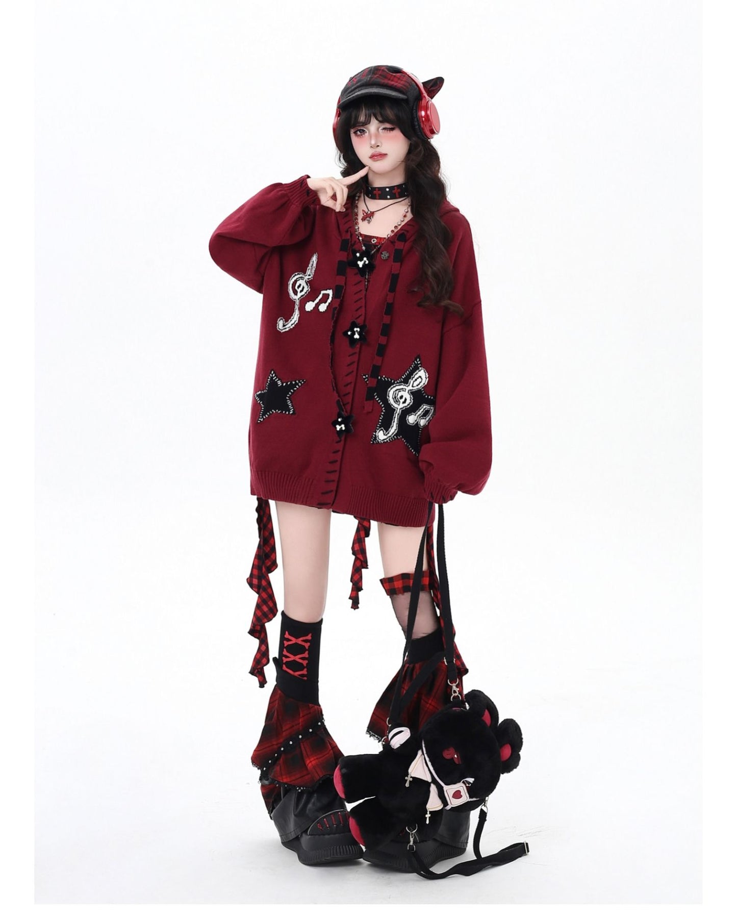 星柄ブラックレッドカーデ