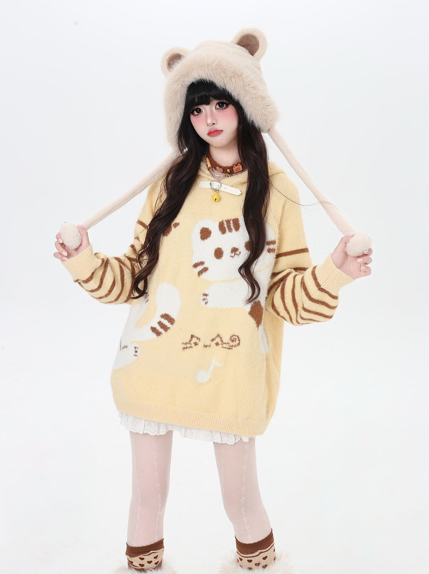 鈴猫ストライプふわもこニット