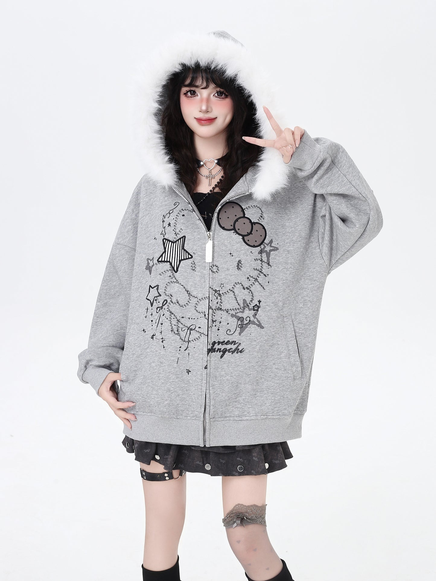 猫モチーフ×甘辛フードコート♡秋冬カジュアル