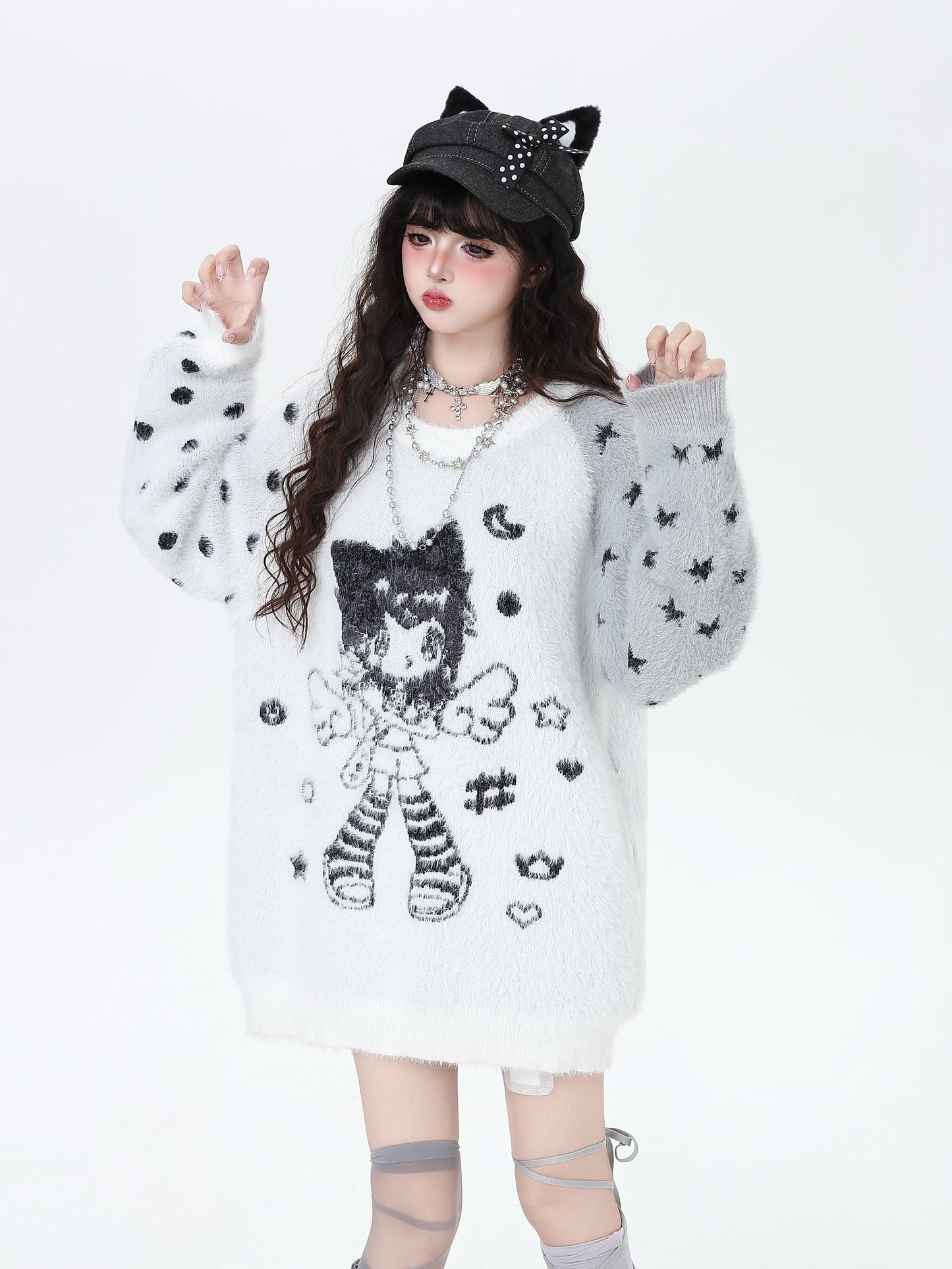 ラグラン×バイカラー♡ふわふわ天使ガーリーニット