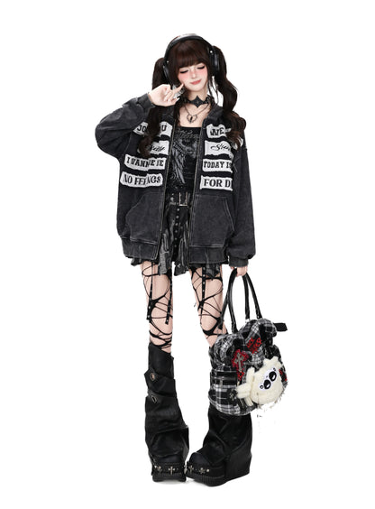ロゴワッペンヴィンテージフードジャケット