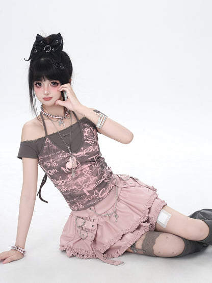 レイヤード風ホルターネックTシャツ