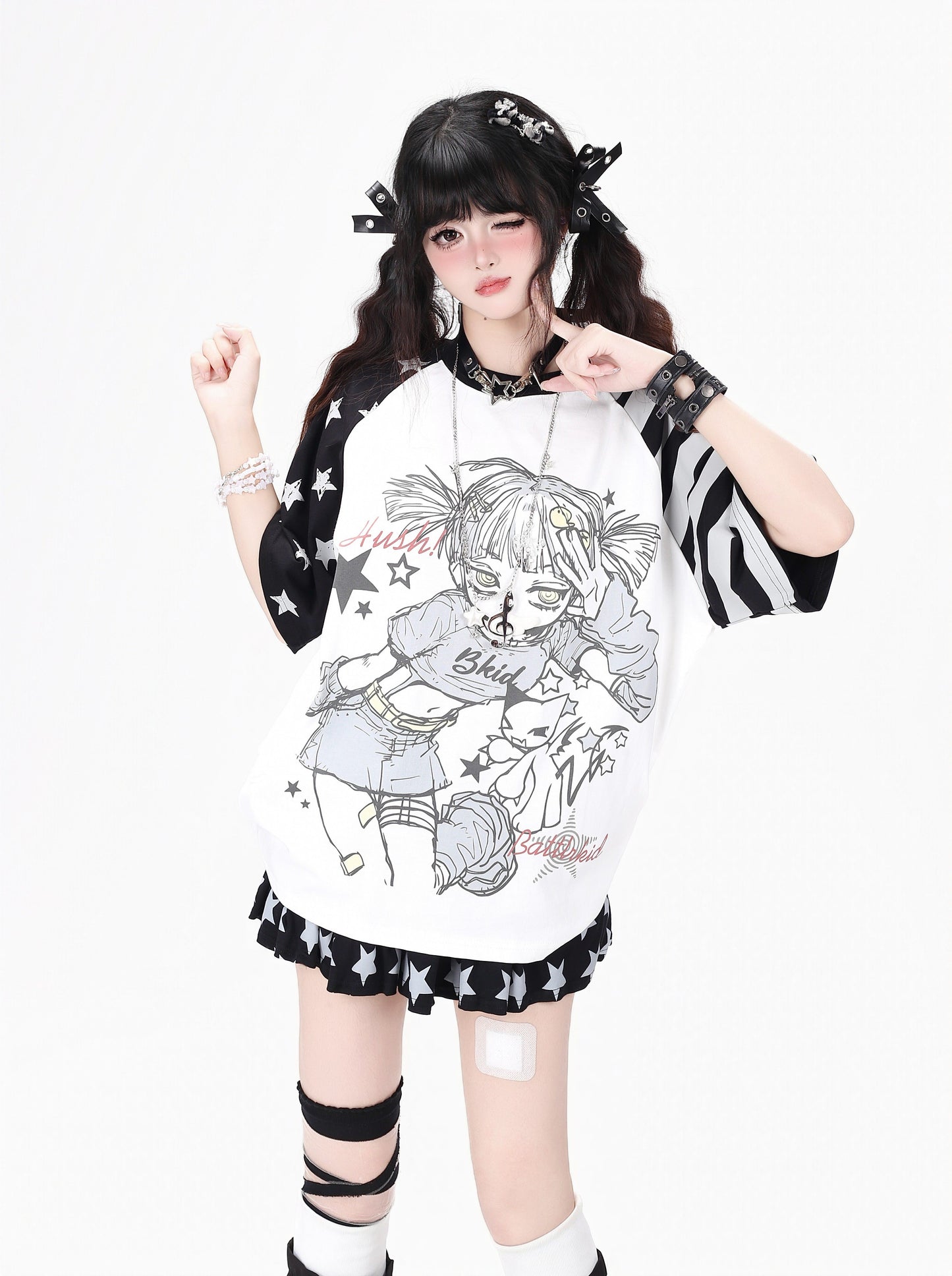 星柄ラグランTシャツ
