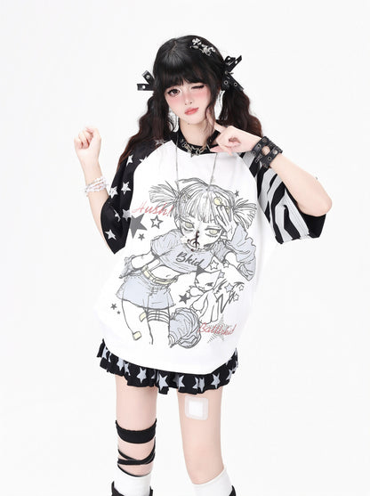 星柄ラグランTシャツ